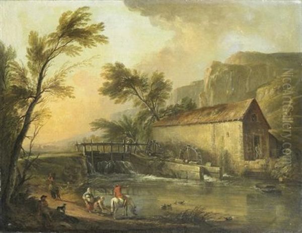 Paysage Au Moulin A Eau by Jean Baptiste Lallemand