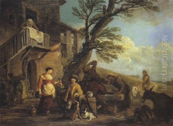 La Halte Des Voyageurs Oil Painting by Jean Baptiste Lallemand