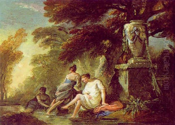 Badende Madchen In Einem Schlospark Oil Painting by Jean Baptiste Lallemand