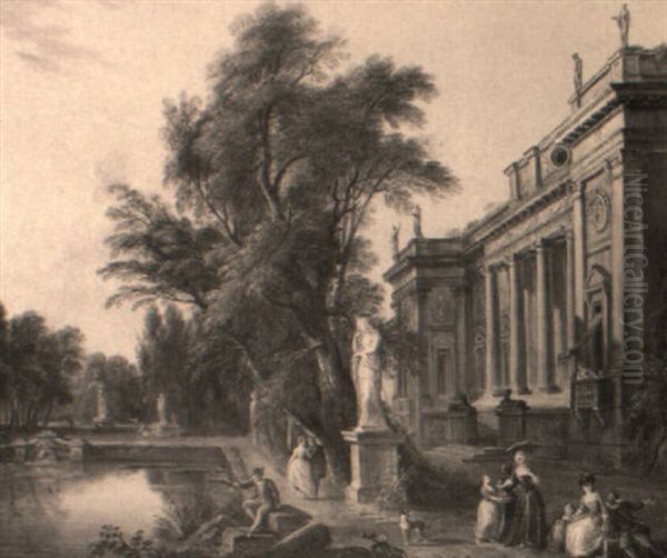 Promenade Devant Un Palais Oil Painting by Jean Baptiste Lallemand