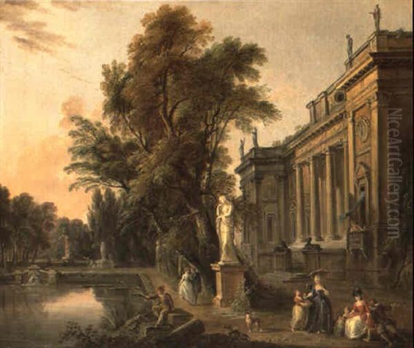 La Promenade Devant Un Palais Oil Painting by Jean Baptiste Lallemand