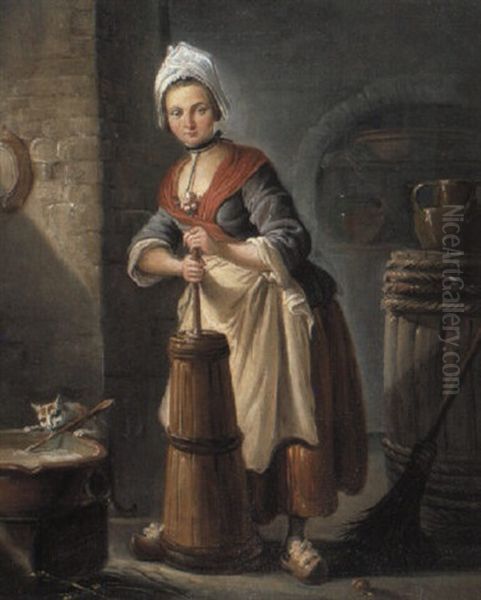 Les Metiers De Paris, La Barateuse Oil Painting by Jean Baptiste Lallemand