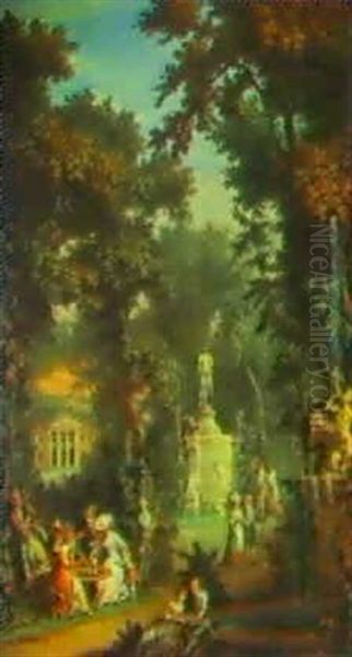 A Garden Party Oil Painting by Jean Baptiste Lallemand