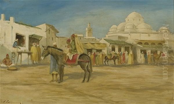 Mosquee De Sidi Mehrez, Tunis Oil Painting by Martin Jacques Charles Lallemand