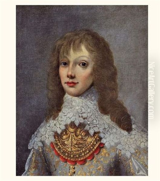 Portrait De Charles 3eme (?), Fils De Nicolas De Baignart Et De Demoiselle Marie De Moncy Oil Painting by Philippe Lallemand