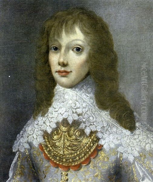 Portrait De Charles 3eme, Fils De Nicolas De Baignart Et De Demoiselle Marie De Moncy(?) Oil Painting by Philippe Lallemand