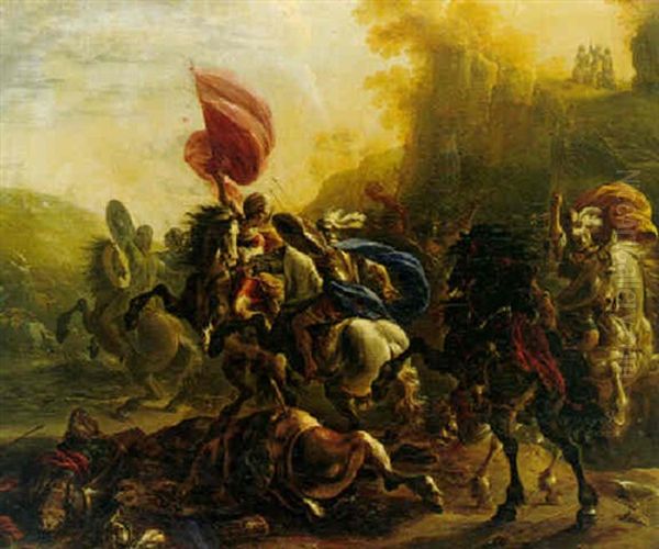 Battle Scene Oil Painting by Georges Lallemant