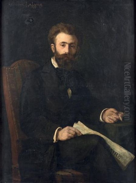 Portrait D'homme Assis Tenant Un Journal Oil Painting by Adolphe Lalire LaLyre