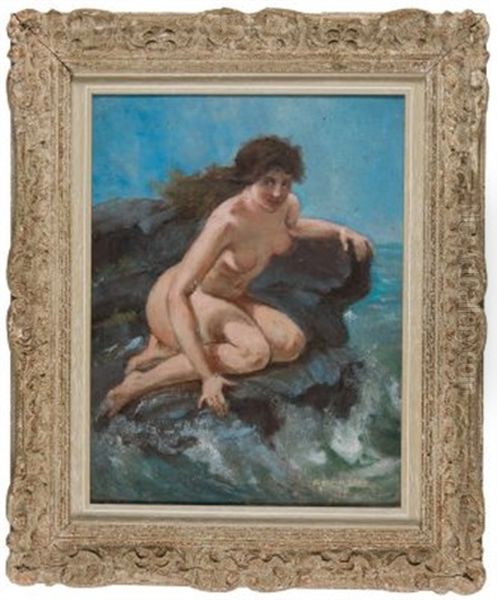 Badende An Felsiger Kuste Oil Painting by Adolphe Lalire LaLyre