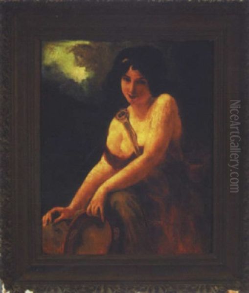 Temptress With Tambourine Oil Painting by Adolphe Lalire LaLyre