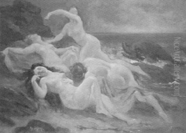 Nymphe Au Bain Oil Painting by Adolphe Lalire LaLyre