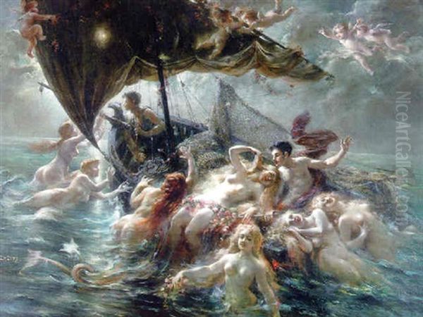 Song Of The Seas Oil Painting by Adolphe Lalire LaLyre