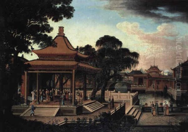 The Empress Of China In A Pavillion Oil Painting by  Lam Qua