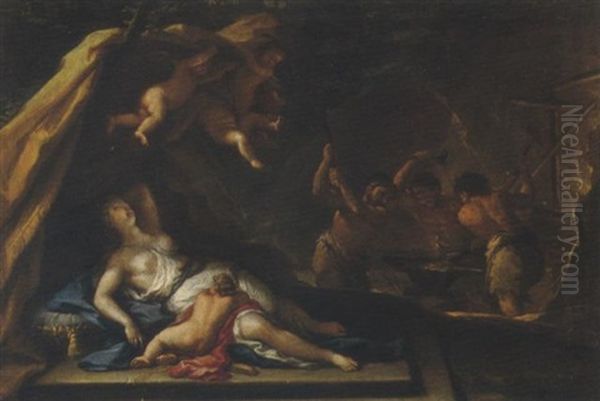 Venere Nella Fucina Di Vulcano Oil Painting by Giovanni Battista Lama