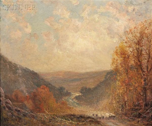 Autumn View With Sheep Oil Painting by Frederick Mortimer Lamb