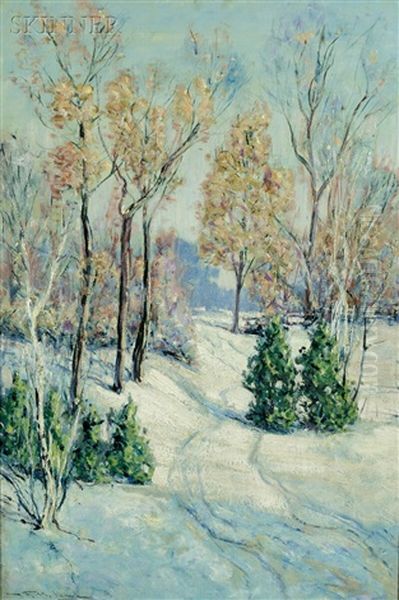 Tracks In The Snow Oil Painting by Frederick Mortimer Lamb