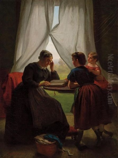 The Morning Lesson Oil Painting by George Cochran Lambdin