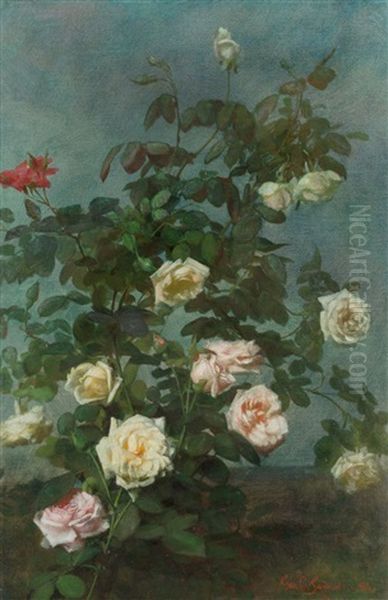 Spray Of Roses Oil Painting by George Cochran Lambdin