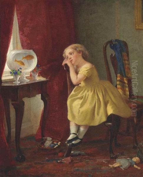 Gold-fishes Oil Painting by George Cochran Lambdin