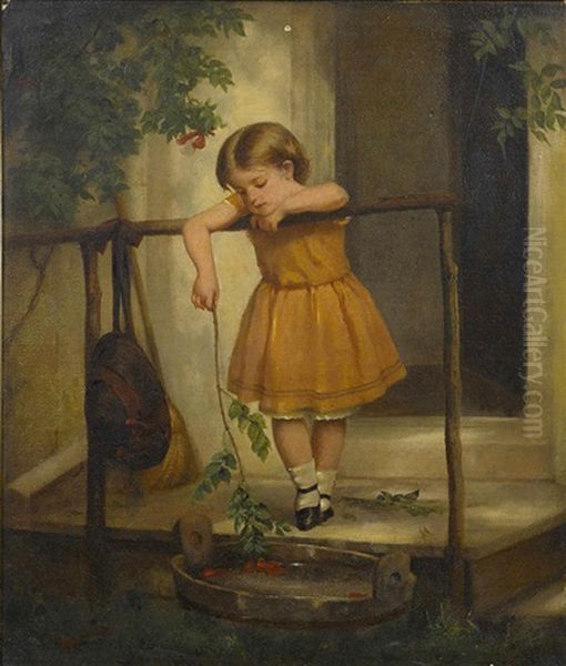 Girl At The Well Oil Painting by George Cochran Lambdin