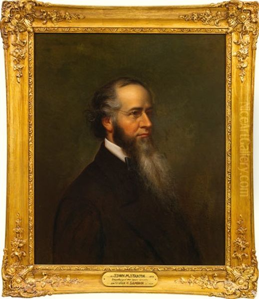 Portrait Painting Of Secretary Of War Edwin Stanton Oil Painting by George Cochran Lambdin