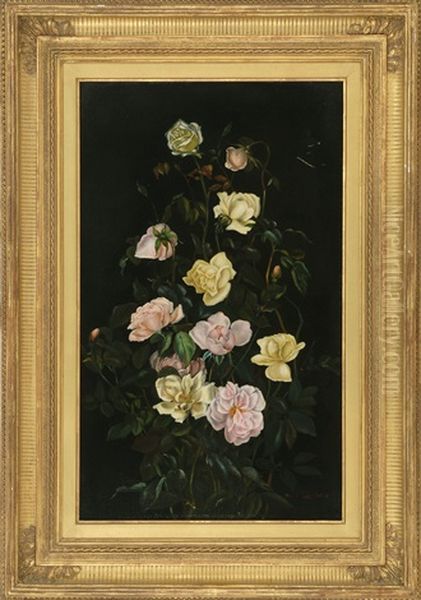 Still Life Of Roses Oil Painting by George Cochran Lambdin