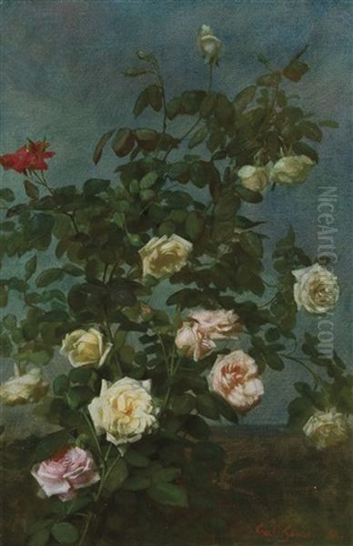 Spray Of Roses Oil Painting by George Cochran Lambdin