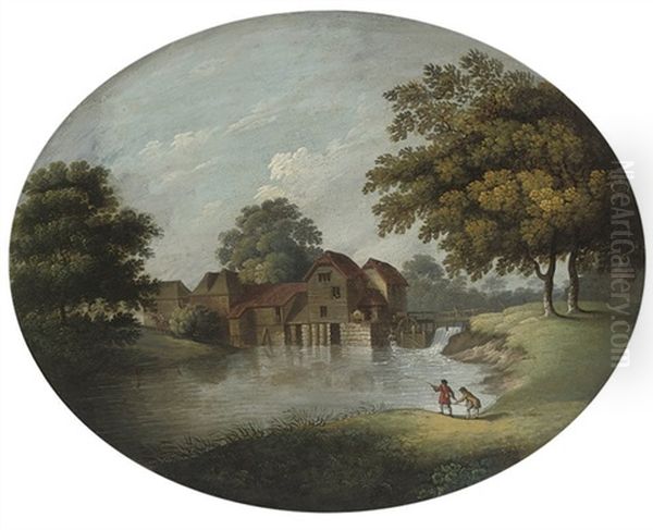 The Watermill Oil Painting by James Lambert the Elder