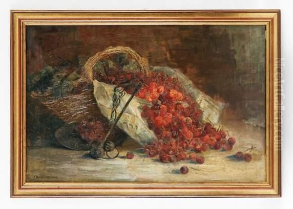 Nature Morte Aux Paniers De Cerises Oil Painting by Johanna Beha-Castagnola