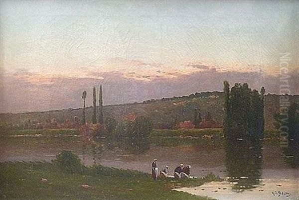 Les Lavandieres Oil Painting by Antoine Eugene Lambert