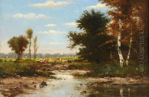 Weiherlandschaft Oil Painting by Antoine Eugene Lambert