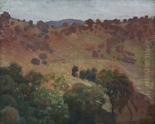 Landscape, Australia (sketch) Oil Painting by George Washington Lambert