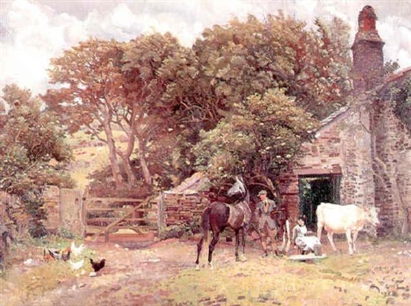 Bossiney Farmyard Oil Painting by George Washington Lambert