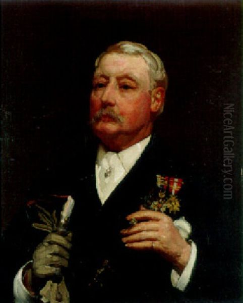 Portrait Of John Procter, Barrister-in-law, Wearing Medals Oil Painting by George Washington Lambert