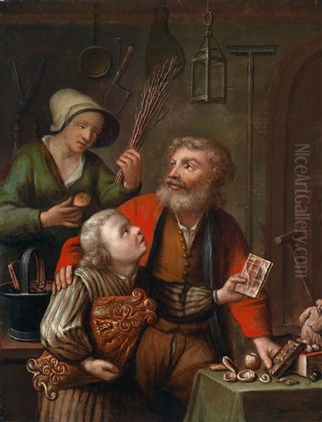 Eine Familienszene Mit Einem Kleinen Jungen Mit Lebkuchen Und Geback Oil Painting by Johann Gerlach Lambert