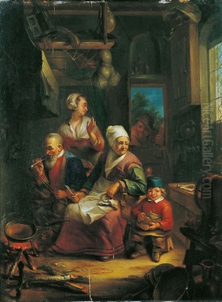 Zwei Kucheninterieurs Oil Painting by Johann Gerlach Lambert