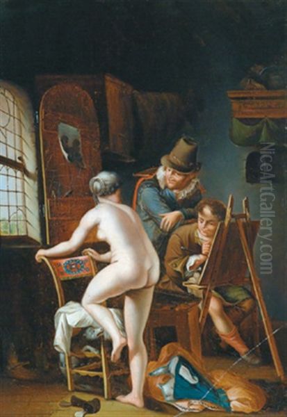 Im Maleratelier Oil Painting by Johann Gerlach Lambert