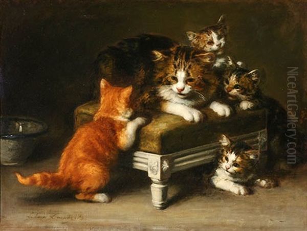 Kittens Playing Oil Painting by Louis Eugene Lambert