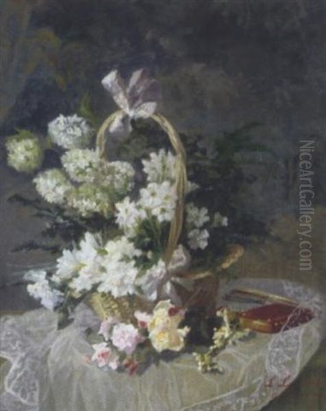 Stilleben Mit Fruhlingsbluten Oil Painting by Louis Eugene Lambert