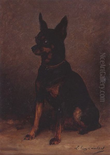 Portrait De Bob, Le Manchester Terrier Oil Painting by Louis Eugene Lambert