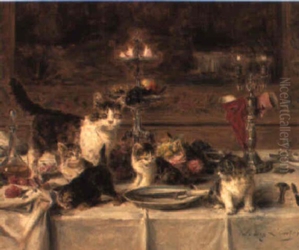 After Dinner Guests Oil Painting by Louis Eugene Lambert