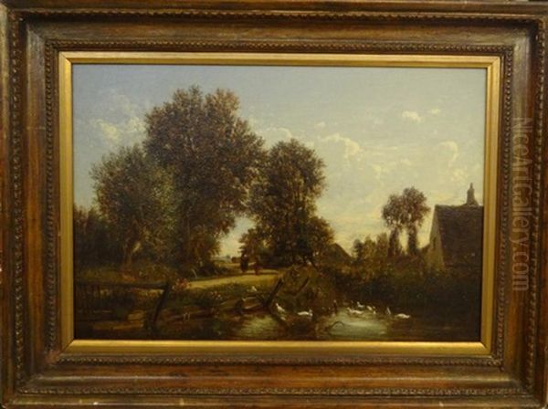 Campagne Oil Painting by Emile Charles Lambinet