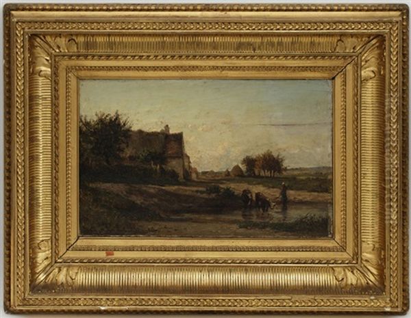 Paysage De Campagne Anime Oil Painting by Emile Charles Lambinet