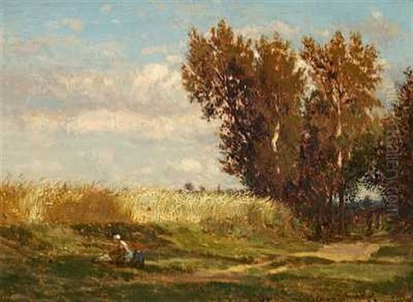 Le Sentier Dans La Campagne Oil Painting by Emile Charles Lambinet