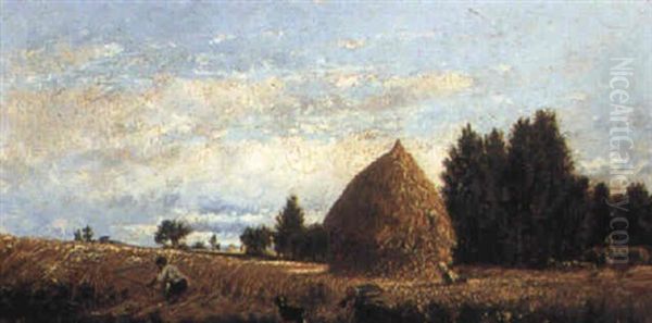 Harvest Time Oil Painting by Emile Charles Lambinet