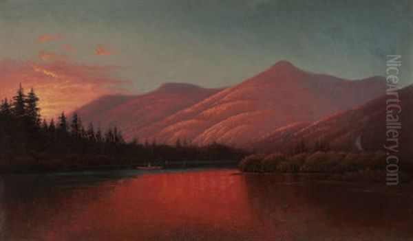 Sunset, Silver Lake Cottonwood Canyon, Utah Oil Painting by Alfred Lambourne