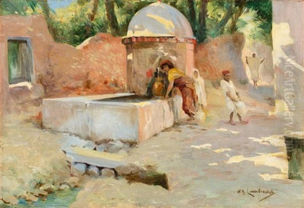 La Fontaine Oil Painting by William Lambrecht