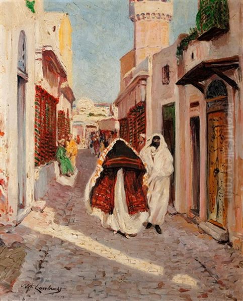 Scene De Rue A Tunis Oil Painting by William Lambrecht