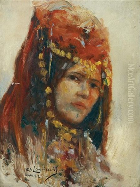 Femme De Biskra Oil Painting by William Lambrecht