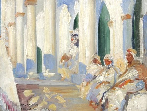 Vor Einer Saulenhalle Sitzende Araber Oil Painting by William Lambrecht